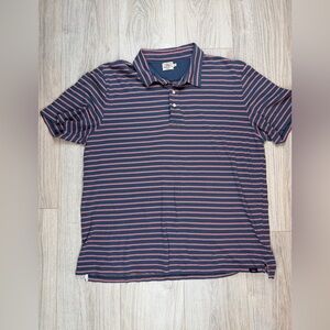 Faherty Polo Shirt Mens XL Blue Striped Short Sleeve Beach Lightweight Golf
